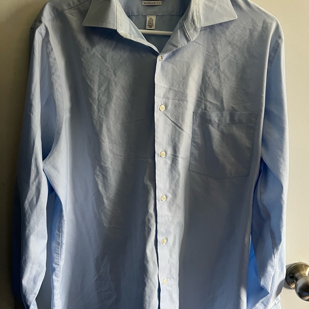 Men's Light Blue Button-Up Shirt- Van Heusen